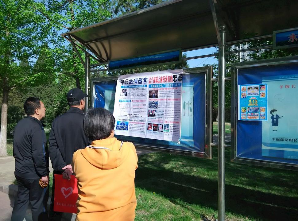 Čitanje Falun Dafa informacija na oglasnoj tabli
