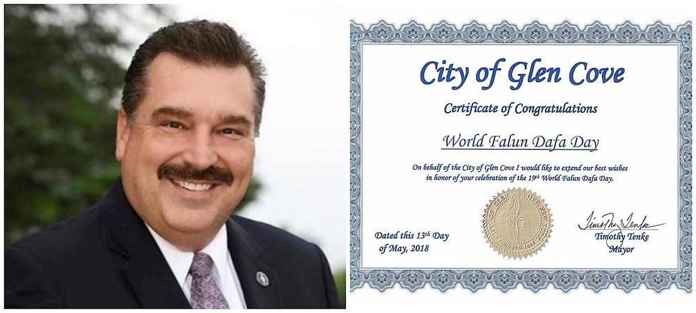 Tim Tenke, gradonačelnik Glen Covea, i proklamacija koju je izdao