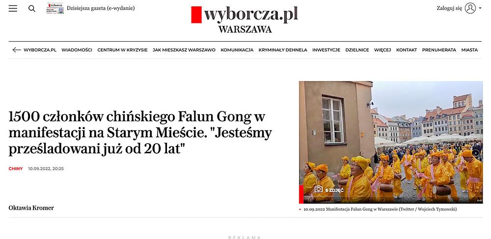 Gazeta Wyborcza, jedne od najvećih poljskih novina su izvještavale o maršu održanom 10. septembra (Foto dopuštenjem: wyborcza.pl WARSZAWA)