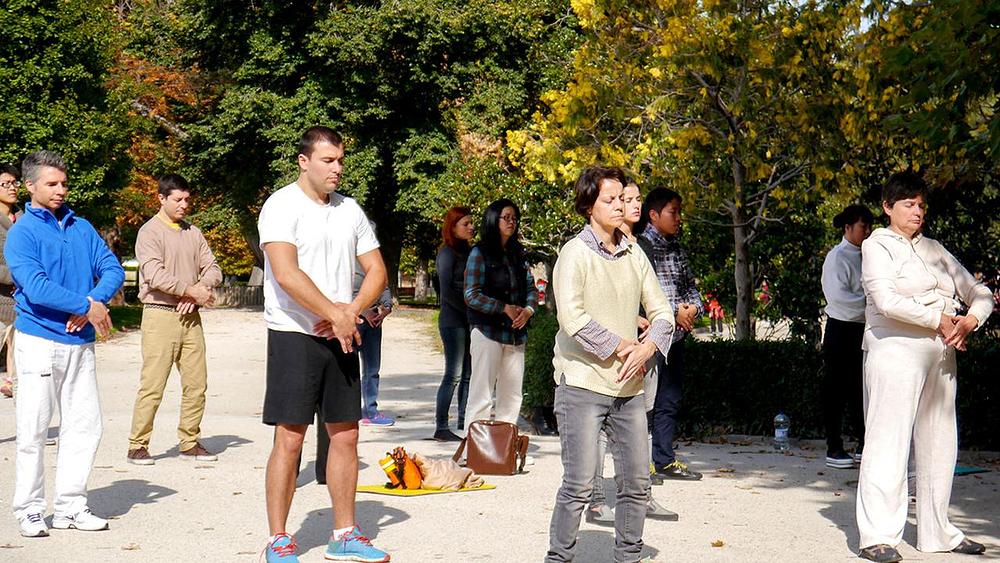 Falun Gonga vježbe u Buen Retiro parku u Madridu.