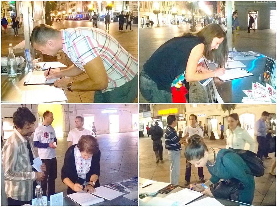 Potpisivanje peticije da bi se osudio progon.