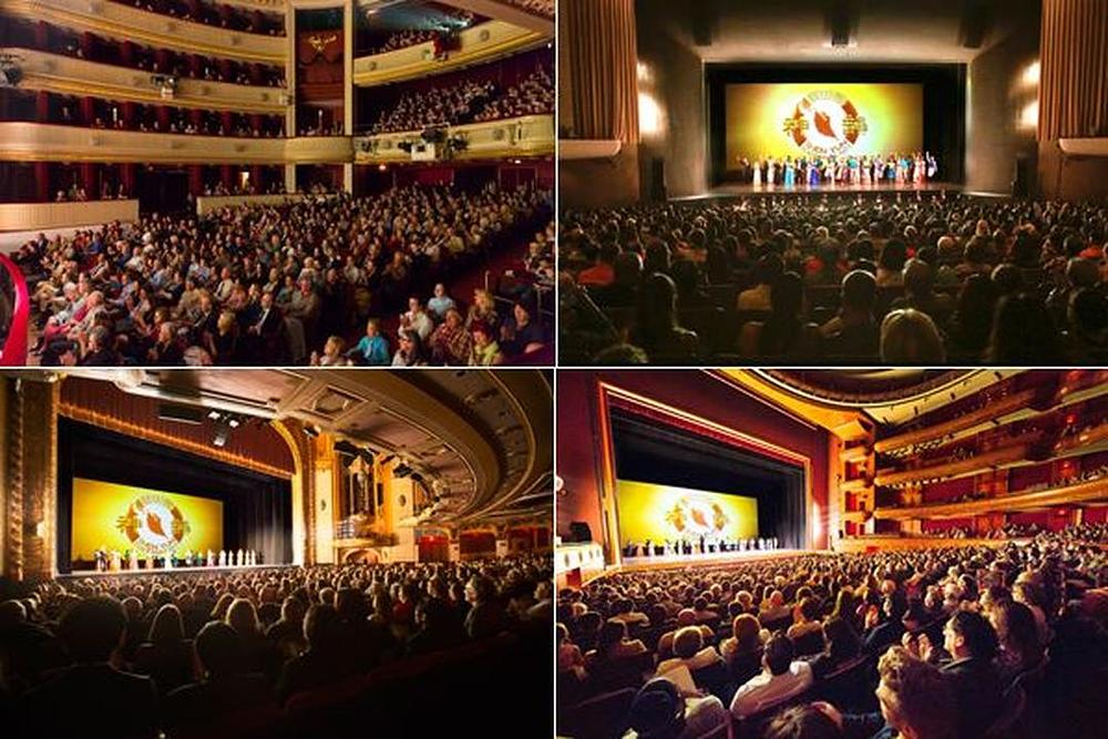 (S lijeva na desno, od gore prema dolje) Predstave u Beču, Austrija; Honolulu, Hawaii; Buffalo, New York i Newark, New Yersey. Pet putujućih kompanija je simultano imalo predstave u pet gradova od 5. do 6. maja 2017. godine.