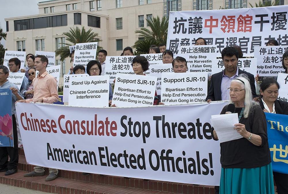  Profesor emeritus Gwendalle Cooper je prisustvovala skupu u San Diegu i održala govor  podrške naporima praktikanata protiv progona.
 