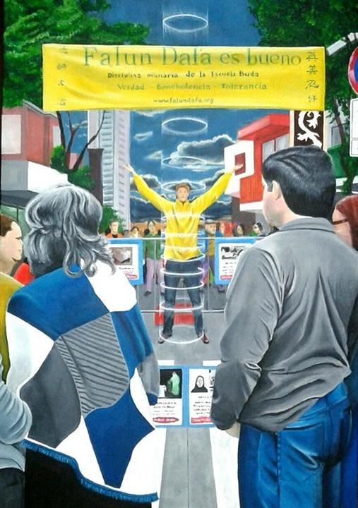 „Prelazak kosmičkih krajnosti", akrilna boja na platnu, 0,92 x 0,65 m.