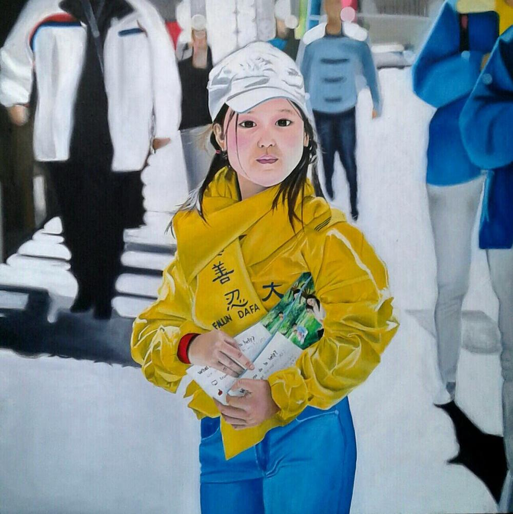 „Sunčani petak", akrilna boja na platnu, 1m x 1m.