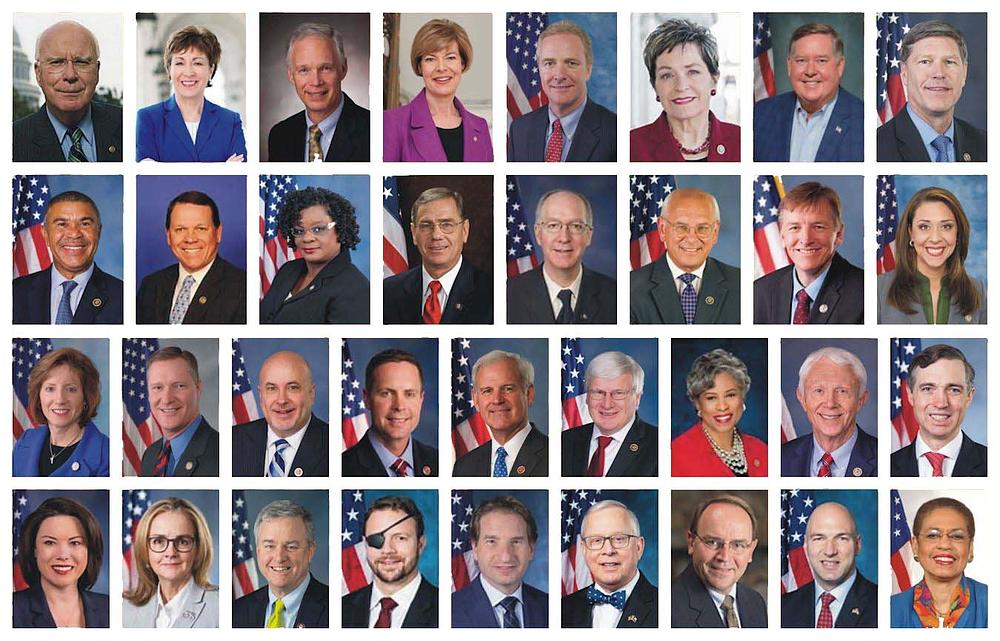 Ova 34 člana kongresa su: Senatori: Patrick Leahy (D-Vt.), Susan Collins (R-Maine) i Chris Van Hollen (D-Md.); Zastupnici: Marcy Kaptur (D-Ohio), Brenda Lawrence (D-Mich.), Ron Kind (D-Wis.), William Lacy Clay (D-Mo.), Gwen Moore (D-Wis.) Blaine Luetkemeyer ( R-Mo.), Bill Foster (D-Ill.), Izaslanik Paul Tonko (DN.Y.), Paul Gosar (R-Ariz.), Jaime Herrera Beutler (R-Wash.), Vicky Hartzler (R- Mo.), Steve Stivers (R-Ohio), Mark Pocan (D-Wis.), Rodney Davis (R-Ill.), Glenn Grothman (R-Wis.), Jack Bergman (R-Mich.), Van Taylor (R-Tex.), Angie Craig (D-Minn.), Madeleine Dean (D-Pa.), David Trone (D-Md.), Daniel Crenshaw (R-Texas), Dean Phillips (D-Minn.), Ron Wright (R-Texas), Tom Tiffany (R-Wis.), Anthony Gonzalez (R-Ohio) i kongresmenka Eleanor Norton (D-DC).