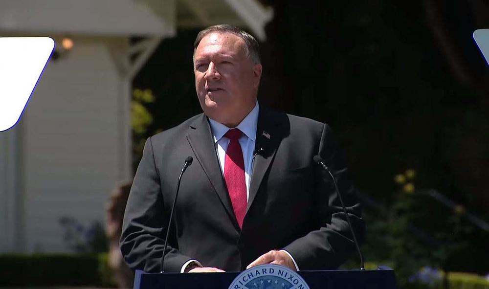 Američki državni sekretar Mike Pompeo govori u predsjedničkoj biblioteci i muzeju Richard Nixon u Kaliforniji 23. jula 2020. godine.