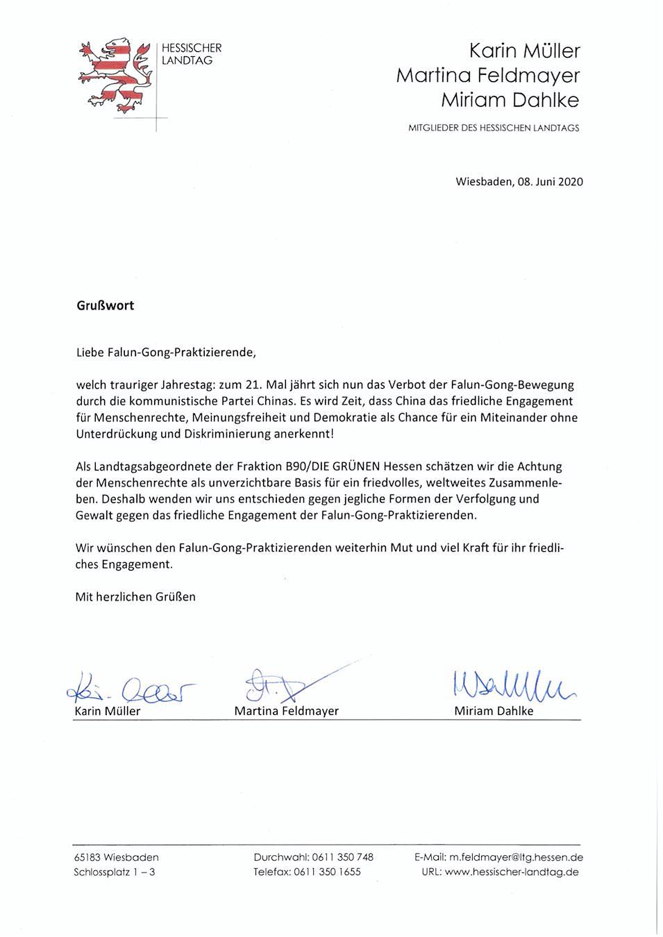 Pismo tri političarke MSP Karin Mueller, Martine Feldmayer i Miriam Dahlke