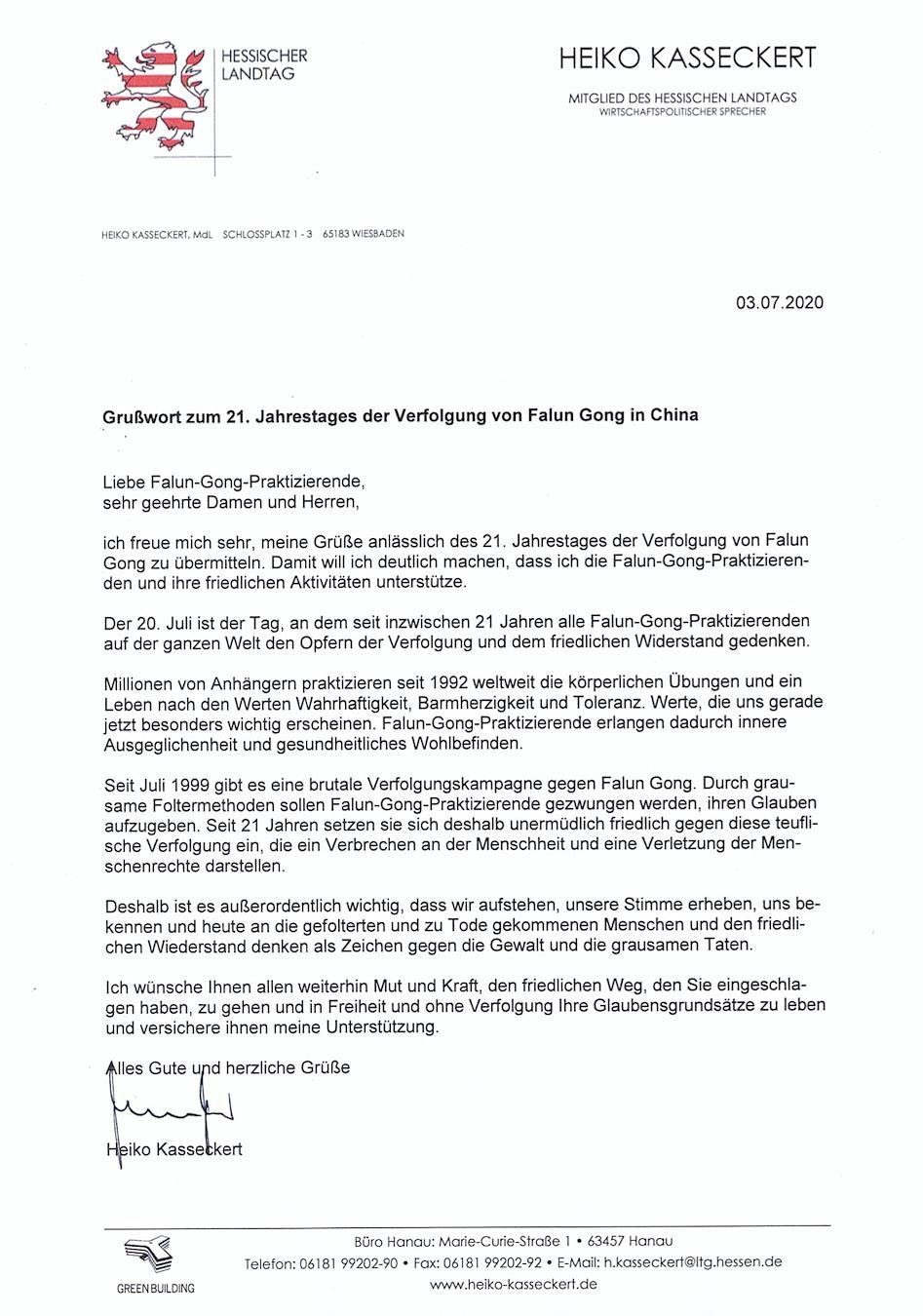 Pismo MSP Heiko Kasseckerta