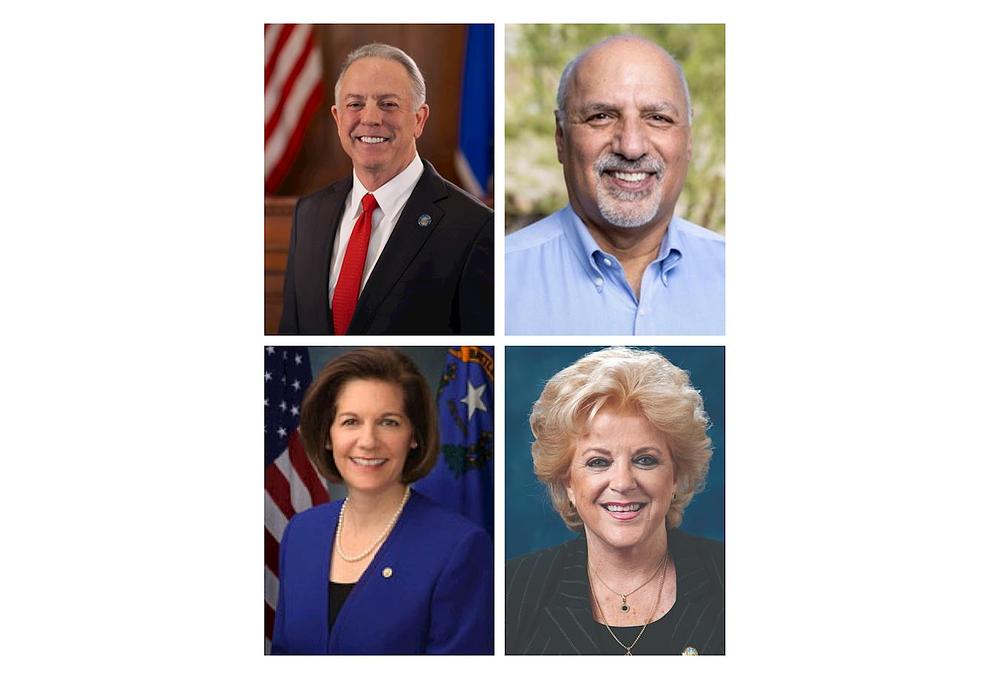 Prije nastupa Shen Yuna u Las Vegasu, Nevada, od 24. do 26. veljače, trupa je primila pozdravne riječi od: (slijeva na desno, gore nadolje) Joea Lombarda, guvernera Nevade; Stavros Anthony, zamjenik guvernera Nevade; Catherine Cortez Masto, senatorica Sjedinjenih Država; i Carolyn G. Goodman, gradonačelnica Las Vegasa. (The Epoch Times)