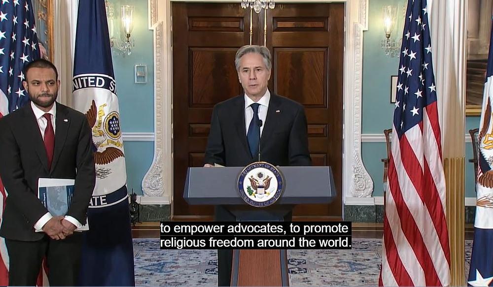 Antony Blinken, američki državni sekretar je, 15. maja 2023. godine, bio domaćin konferencije za novinare o objavljivanju Izvještaja o međunarodnoj vjerskoj slobodi za 2022. godinu koji jedanaest puta citira Minghui.org.